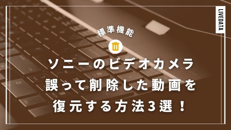 復元方法3選！ソニーのビデオカメラから削除したデータを救出するなら