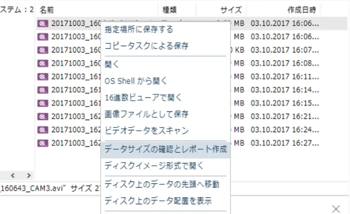 証拠提出用レポート生成画面